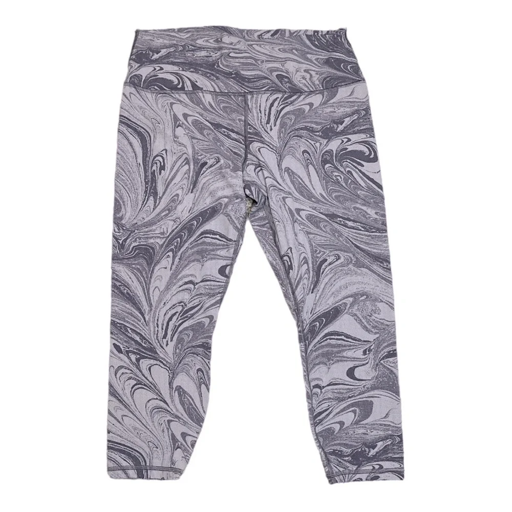 Athleta Transcend 7/8 Sumi Marble Violet Purple Crop Tight Leggings - Picture 4 of 6